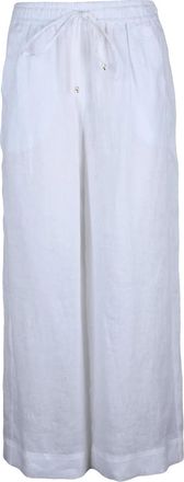 Marella White Mattino Brushed Wide-Leg Linen Pants