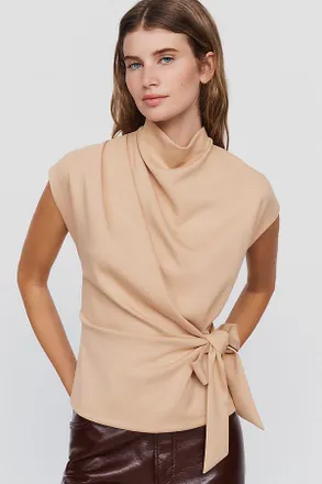 Maeve Mock Neck Wrap Top