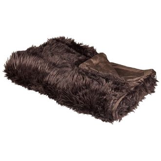 Beliani Beliani - Manta De Acr&iacute;lico Marr&oacute;n 150 X 200 Cm Poli&eacute;ster Pelo Largo Dormitorio Delice