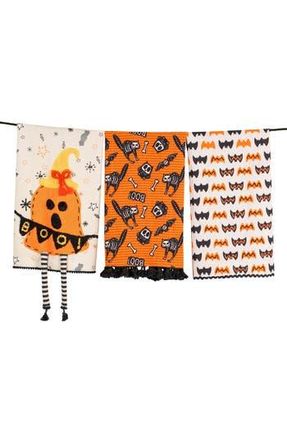 Tiramisu The Spooky Sweet Treats Set of 3 Cotton Kitchen Towels in Orange/Black at Nordstrom Rack