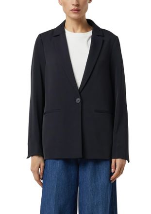 Comma Jackenblazer COMMA, Damen, Gr. 34, navy, Web, Obermaterial: 97% Polyester, 3% Elasthan, unifarben, oversize Po-bedeckend, tiefer V-Ausschnitt, Blazer 