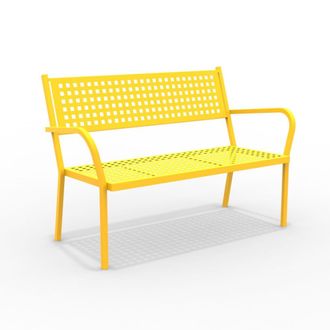 MondoViro Banco de jard&iacute;n apilable de metal amarillo 148x53 cm 85h