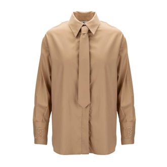 Elisabetta Franchi Katoenen Poplin Blouse met Strik - Dames - Blouses & Shirts - Beige - Maat: XS Katoen
