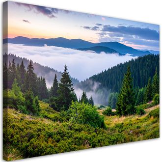 Feeby Cuadro Sobre Lienzo, Paisaje Lago Monta&ntilde;a Valle, 120x80