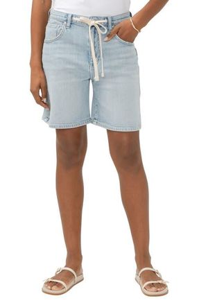 Silver Jeans Co Be Easy Drawstring High Waist Long Denim Shorts in Indigo at Nordstrom, Size 31