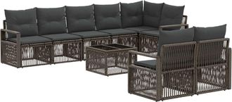 vidaXL Conjunto De Sof&aacute;s De Jard&iacute;n 9 Uds. Gris Rat&aacute;n Sint&eacute;tico Vidaxl