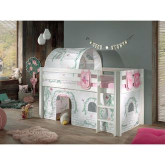 Les Tendances Cama De Media Altura 90x200 Con Somier Y Funda Birdy Vipack Pino - Blanco