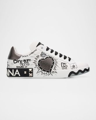 Dolce & Gabbana Men & apos;s Graffiti Patchwork Leather Low-Top Sneakers