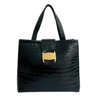 Ferragamo Pre-owned Handbags, female, Black, Size: ONE SIZE Pre-owned Leather Handbag