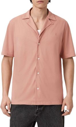 AllSaints Hudson Camp Shirt in Sunbaked Pink at Nordstrom, Size Xx-Large
