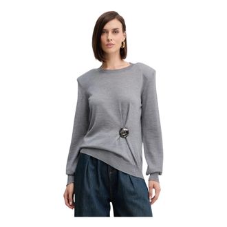 Simona Corsellini Dames, Truien, Grijs, Maat: XL Wol