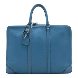 Louis Vuitton Pre-owned Handbags, female, Blue, Size: ONE SIZE Pre-owned Porte Documents Voyage Leather Briefcase