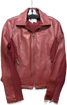 Anatomie Womens Leather Jacket In Crimson