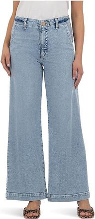 Kut from the Kloth Jean High Rise Wide Leg With Trouser Pocket Womens Jeans Light Wash : 00, Cotton/Denim/Spandex