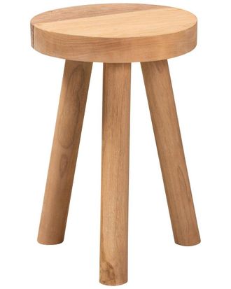 Baxton Studio Terah Mid-Century Modern Teak Ottoman Footstool