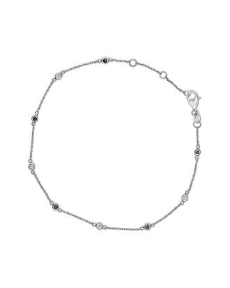 House of Brilliance Haus Of Brilliance Colorful Gemstones 14K 0.34 Ct. Tw. Diamond & Sapphire Station Bracelet