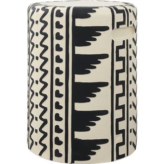 Jonathan Y Designs Yoli 18 MidCentury Modern Geometric Drum Garden Stool in Black/cream at Nordstrom