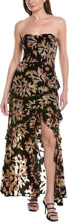 Milly Raelynn Confetti Burnout Velvet Ruffle Maxi Dress