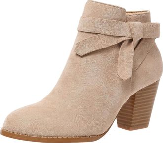 Generic Ankle Boots for Women UK Fashion Suede British Style Low Chunky Heeled Winter Booties Slouchy Comfort Round Close Toe Fall Boots(Beige,11)