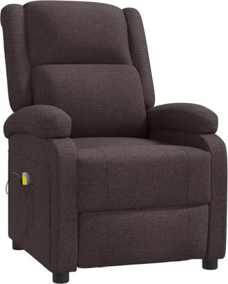 vidaXL Sill&oacute;n De Masaje De Tela Marr&oacute;n Oscuro Vidaxl