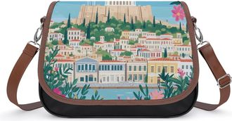 Generic Greek Greece Picture Womens Crossbody Bag Fashion Shoulder Handbags Message Tote Bag with Adjustable Strap