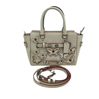 Coach Pre-owned Handbags, female, Beige, Size: ONE SIZE Pre-owned Butterfly Applique Leather 2way bag