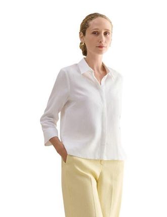 Hobbs London Nita 3/4 Sleeve Button Up Linen Shirt in White at Nordstrom, Size 10