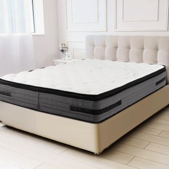Costway Costway - Colch&oacute;n Viscoel&aacute;stica 140 X 200 Cm, Densidad De 32 Cm, Colch&oacute;n H&iacute;brido Con Infusi&oacute;n De Gel H2 Fr&iacute;o, Colch&oacute;n De Apoyo De 7 Zonas Para Aliviar