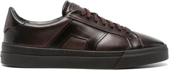 Santoni logo-debossed sneakers - men - Leather/Calf Leather/Rubber - 6 1/2 - Brown