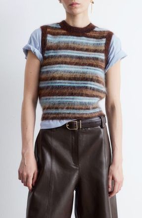 & Other Stories Stripe Wool & Mohair Blend Sweater Vest in Beige Dark at Nordstrom, Size X-Small