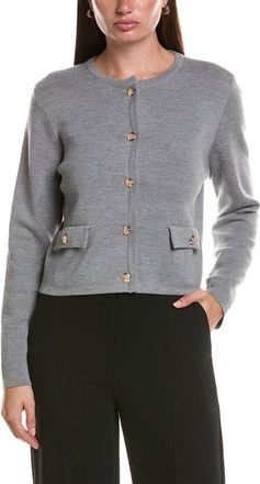 Bruno Magli Cropped Crewneck Wool Jacket