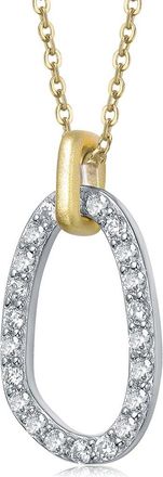 Rachel Glauber 14K Plated Cz Oval Pendant