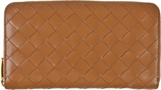 Bottega Veneta Intrecciato Brown Leather Long Wallet (Bi-Fold) (Pre-Owned)