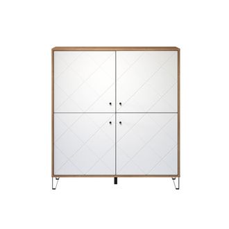 ebuy24 Aparador alto de 4 puertas blanco mate l123 cm