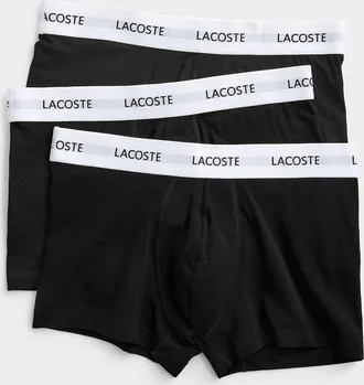 Lacoste Mens 3 navy/sky/khaki trunks Cotton 3-pack