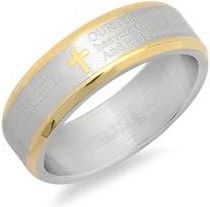 Steeltime Two-Tone Stainless Steel Lords Prayer Band Ring in Silver/gold at Nordstrom Rack, Size 6