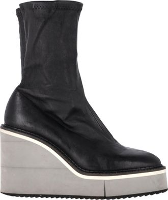 Robert Clergerie Bliss 4 Wedge Booties in Zwart Leer