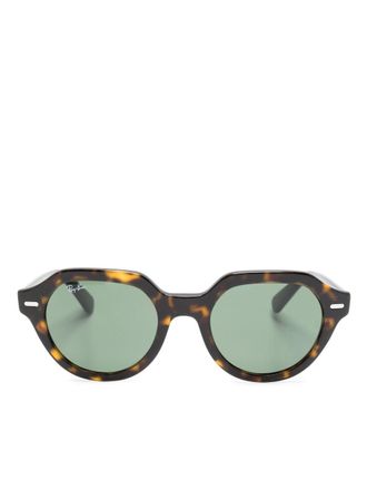 Ray-Ban Occhiali da sole ovali con placca logo - Marrone