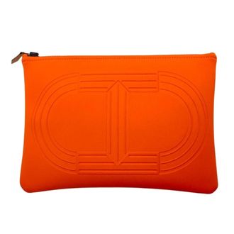 Herm&egrave;s Orange Nylon Elastane Pouch (Pre-Owned)