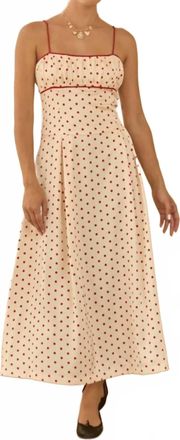 Skies Are Blue Clothing Polka Dot Midi Dress In White & Red