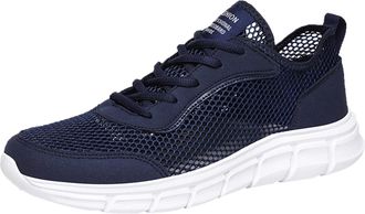 Generic Mens Lace Up Mesh Slip On Trainers, Mens Flat Soled Mesh Trainers, Minimalist Solid Colours Sneakers Versatile Lightweight Sneakers Classic Breathable