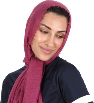 Generic Magenta Crimp Crinkle Hijab Scarf for Women Scarfs for Muslim Women Hijab Headscarf Headwrap For Women Abaya Head Scarf Neck Scarf Turban Head Wrap