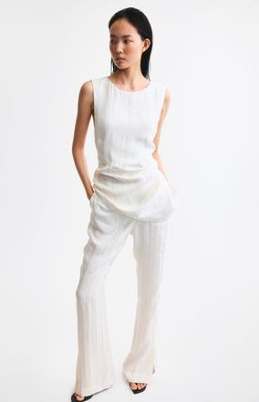H&M Open-back Linen-blend Top in Cream at Nordstrom, Size X-Large