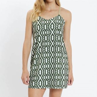 Jude Connally Bailey Moroccan Trellis Dress In Loden And Cream