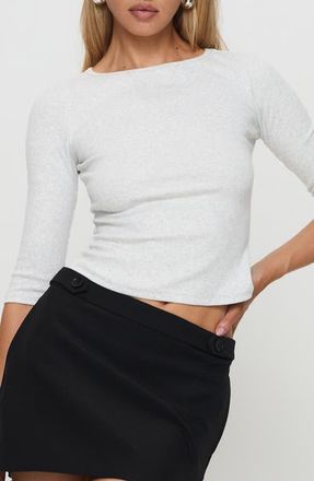 Princess Polly Elaia Stretch Recycled Cotton Top in Grey Marle at Nordstrom, Size 10