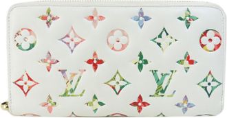 Louis Vuitton White Leather Long Wallet (Bi-Fold) (Pre-Owned)