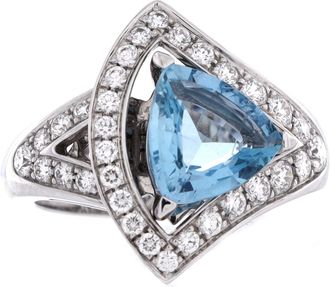 Bulgari Divas Dream Openwork Ring 18K White Gold with Diamonds and Aquamarine