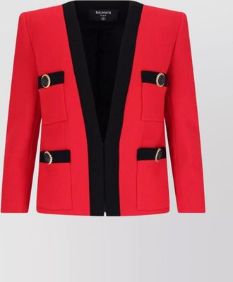 Balmain buttoned jacket with pockets and trim