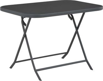 vidaXL Furniture Limited - Mesa De Jard&iacute;n Plegable Vidrio Y Acero Gris