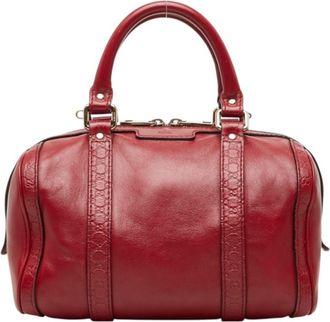 Gucci Red Color Leather Boston Bag (Pre-Owned)